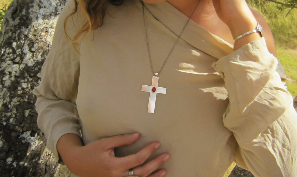 Oval Eye Cross Necklace