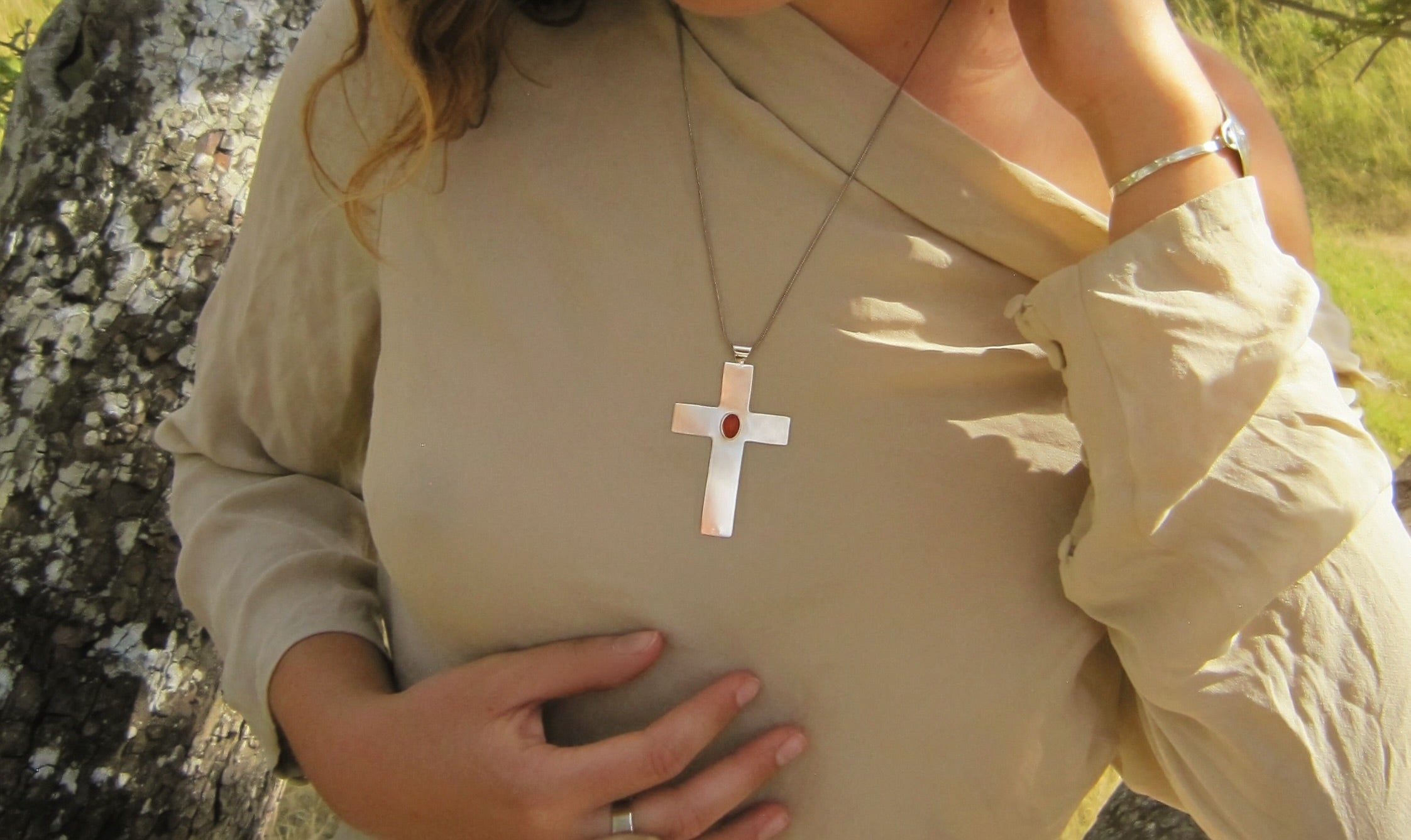 Oval Eye Cross Necklace