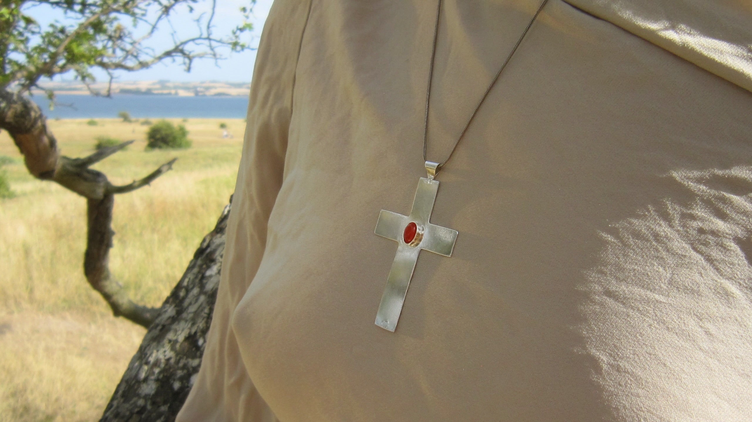 Oval Eye Cross Necklace